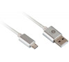 Kabel GoGEN USB/micro USB, 1m, oplétáný - stříbrný