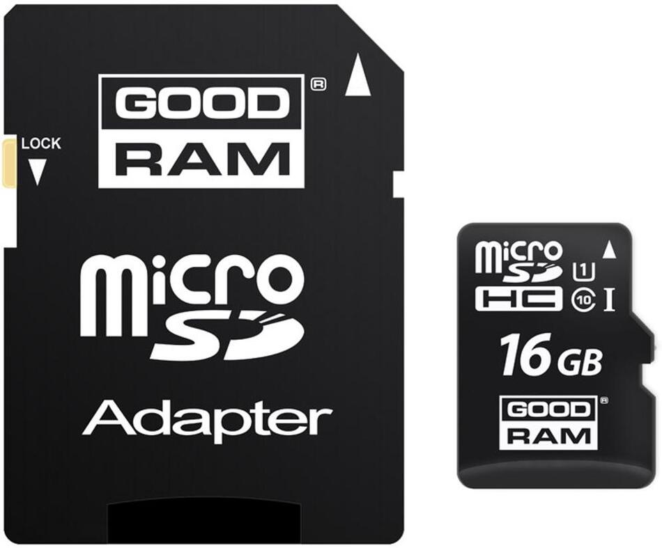 Paměťová karta GOODRAM MicroSDHC 16GB CL10 UHS1 + ada
