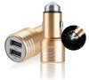 Adaptér do auta GoGEN kovový bezpečnostní hrot, 2x USB - zlatý