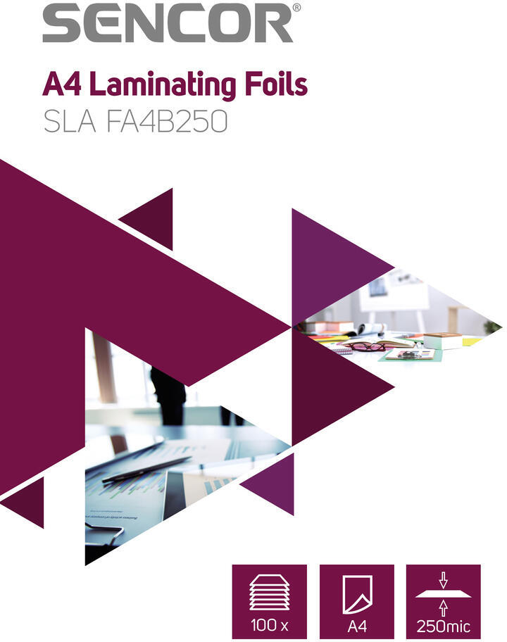 Fólie laminovací SENCOR SLA FA4B250 A4 250mic 100ks