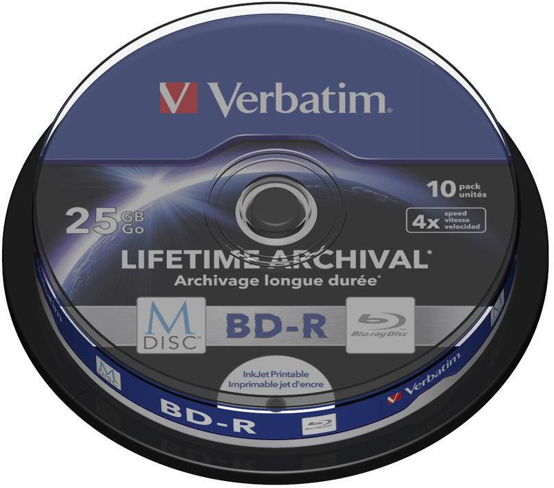 Disk Verbatim BD-R M-Disc 25GB, 4x, printable, 10-cake