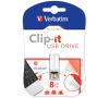 8GB USB Flash 2.0 CLIP-IT Store‘n’Go bílý Verbatim