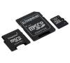 Paměťová karta Kingston Micro SDHC 4GB, Class 4 + 2 adaptéry SD, mini SD