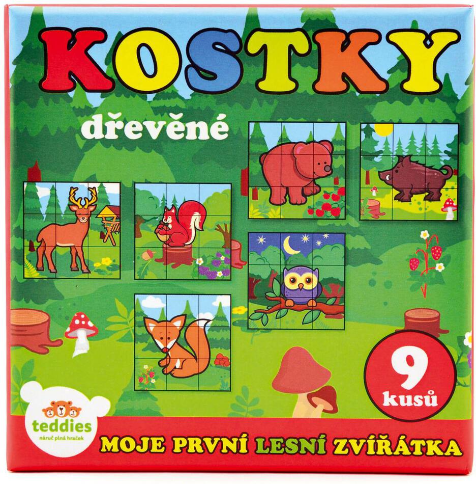 Dřevěné kostky Teddies Moje první zvířátka 9 ks