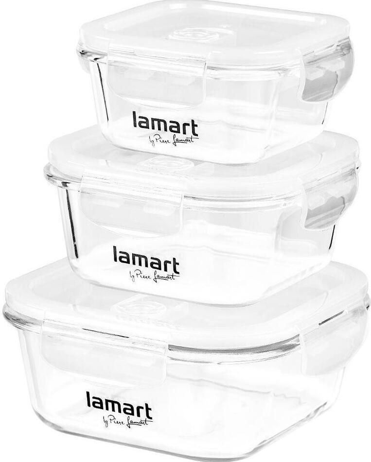 Kuchyňská dóza Lamart LT6012 SET 3 DÓZ ČTVERCOVÝCH AIR