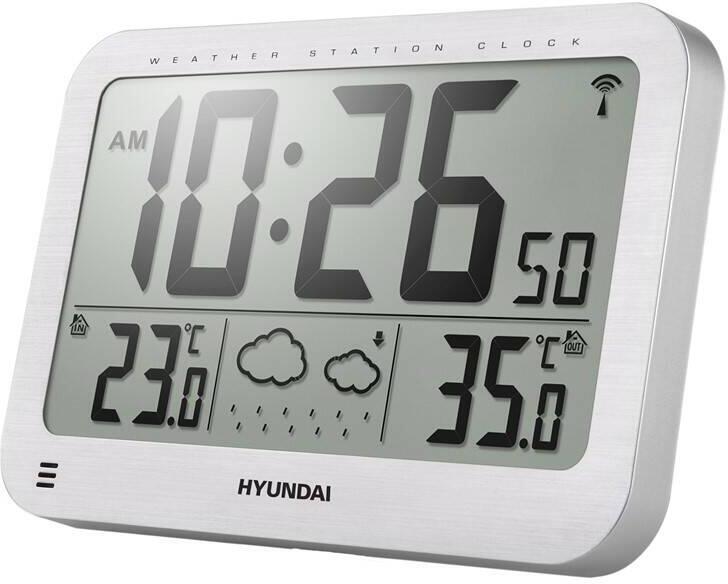 Meteostanice Hyundai WS 2331, velké hodiny, stříbrná