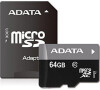 ADATA/micro SD/64GB/UHS-I U1 / Class 10/+ Adaptér (AUSDX64GUICL10-RA1)