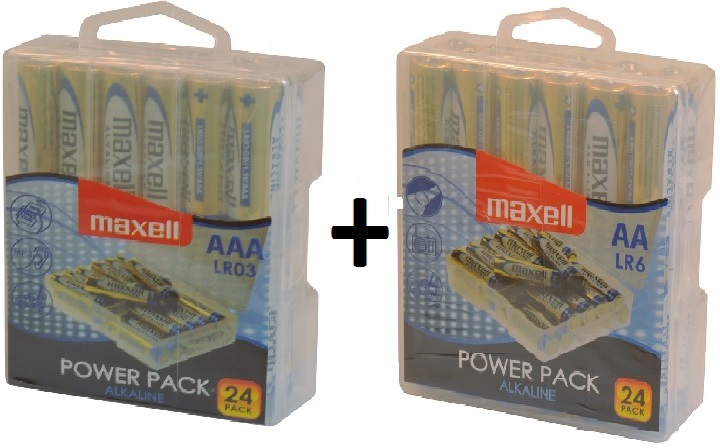 SET baterií Maxell LR6 24BP AA Power Alk + LR03 24BP AAA Power Alk