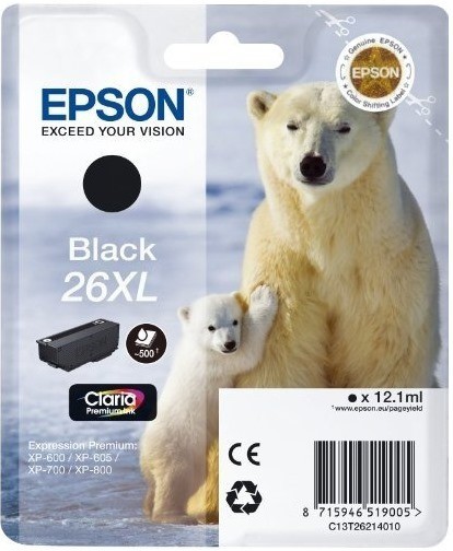 Epson Singlepack Black 26XL Claria Premium Ink (C13T26214012)