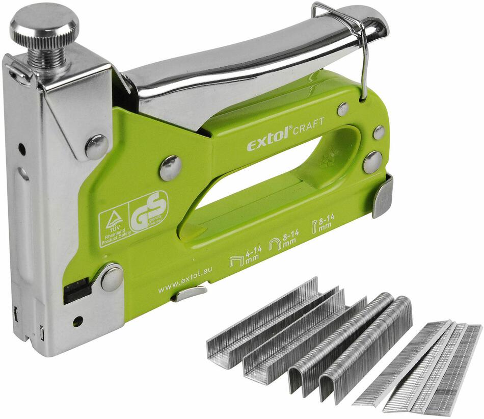Pistole sponkovací 3funkční, 4-14mm, možnost nastavení síly úderu EXTOL-CRAFT