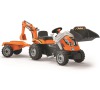 Šlapací traktor Builder Max s bagrem a vozíkem oranžový