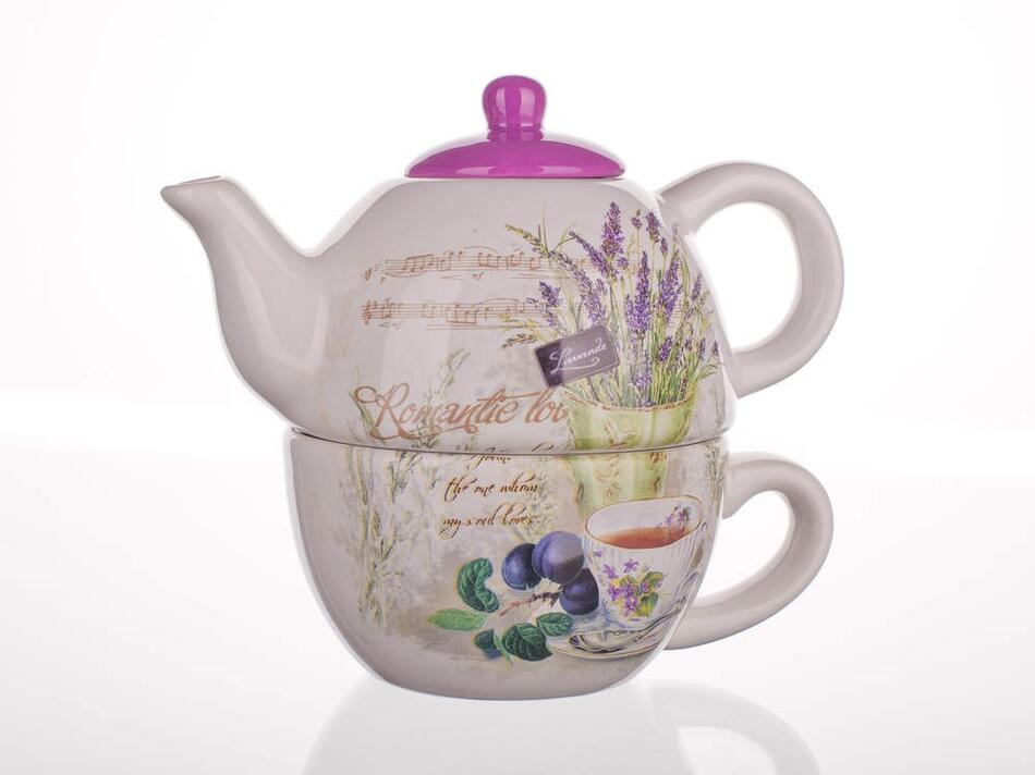 BANQUET Konvička keramická se šálkem LAVENDER, OK (60ZF1124-A)