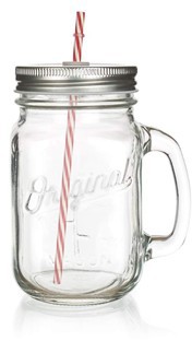 Hrnek skleněný embosovaný MADEIRA 450 ml, s víčkem