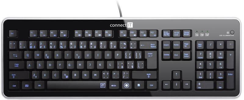 CONNECT IT klávesnice, LED PODSVÍCENÁ, USB, CZ (CI-45)