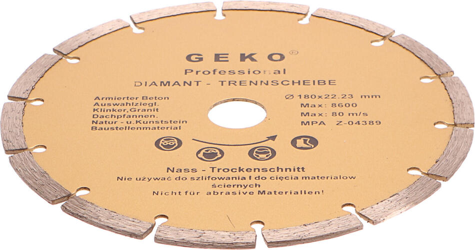 Kotouč diamantový řezný segmentový, 180x8x22mm GEKO