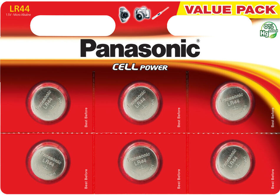 Alkalické micro-baterie Panasonic LR44, 6ks