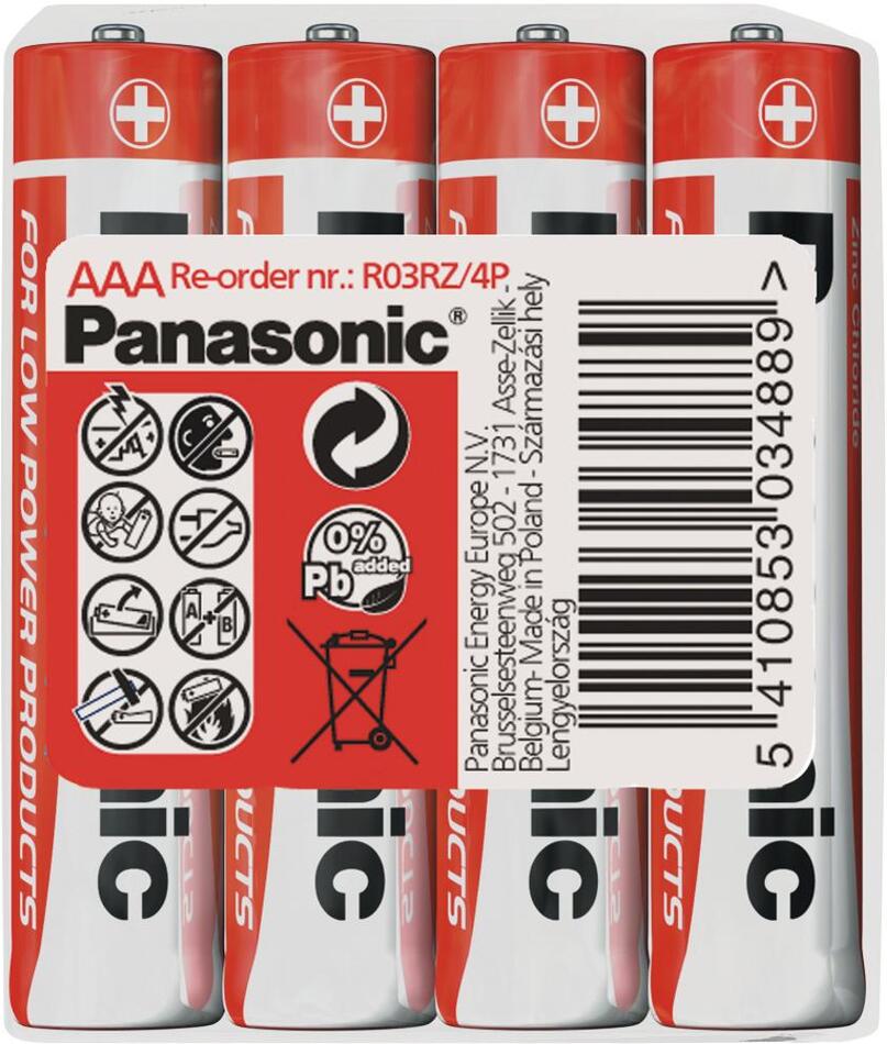 Baterie Panasonic R03 4S AAA Red