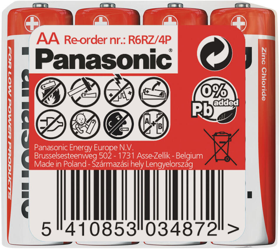 Baterie Panasonic R6 4S AA Red