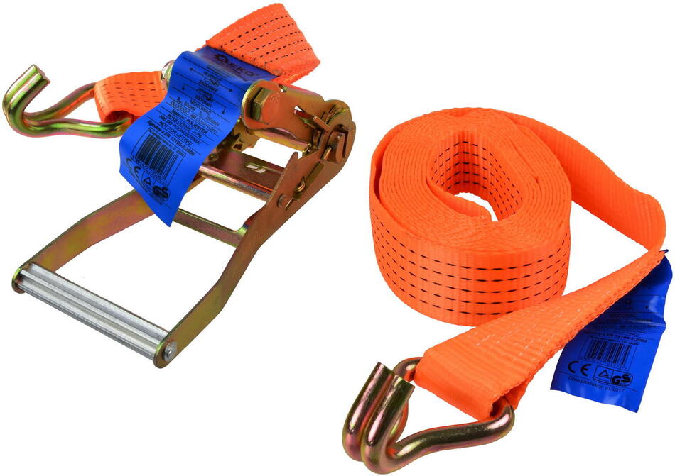 Upínací popruh GEKO s ERGO ráčnou a hákem, 6m/5T/50mm
