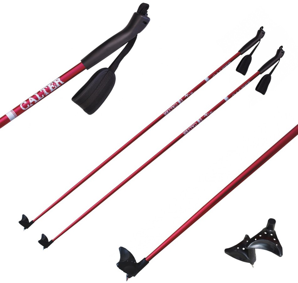 Běžecké hole CALTER® X-SNOW 120cm RULYT®, rukojeť plast, červené