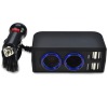 USB nabíjecí autoadaptér 4x USB, 6000mA max., DC 12/24V, černý SOLIGHT DC32