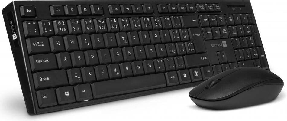 CONNECT IT Combo bezdrátová černá klávesnice + myš, 2,4GHz, USB, CZ + SK layout, černá (CKM-7500-CS)