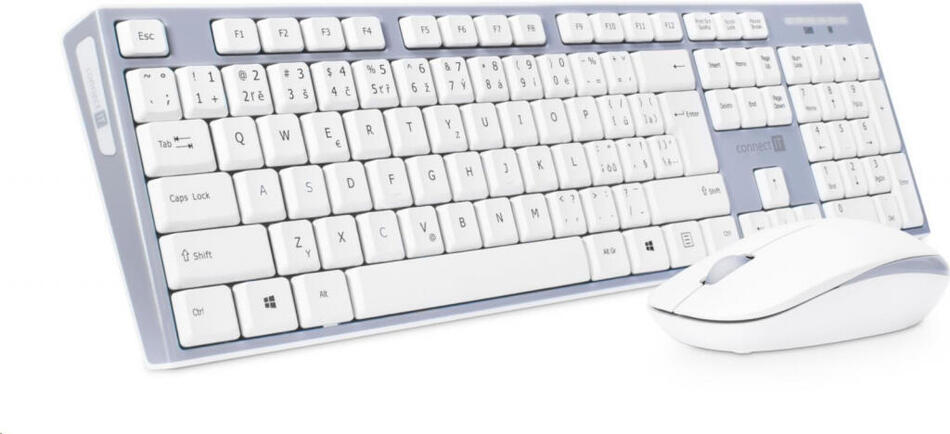 CONNECT IT Combo bezdrátová klávesnice + myš, 2,4GHz, USB, CZ + SK layout, šedo-bílá (CKM-7510-CS)
