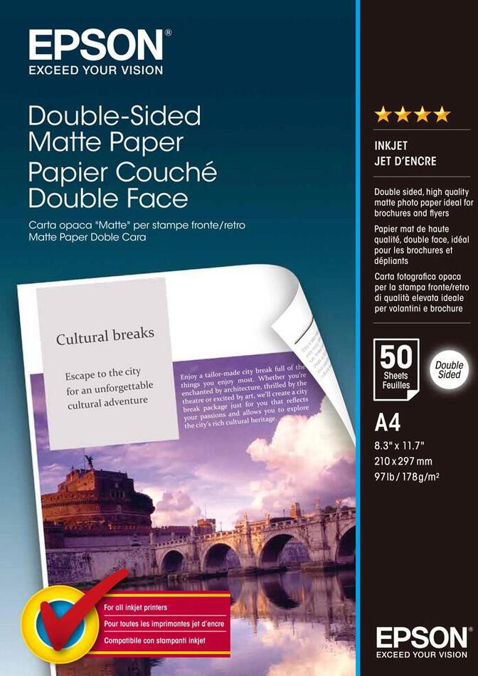 Epson papír Double-Sided Matte, 178g/m, A4, 50ks (C13S041569)