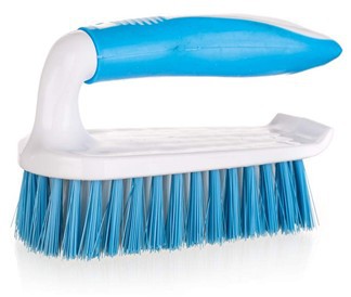 Kartáč na podlahu EXCLUSIVE 14 cm s měkčenou TPR rukojetí, bílo-světlemodrý