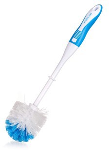 Kartáč na WC EXCLUSIVE 38 cm, s měkčenou TPR rukojetí, bílo-světlemodrý