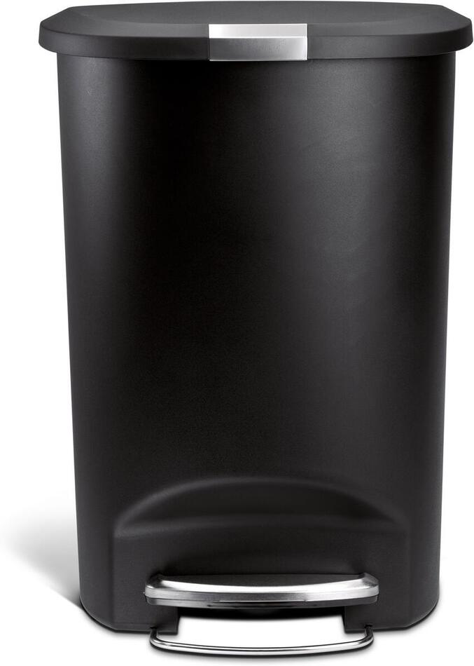 Pedálový odpadkový koš Simplehuman – 50 l, půlkulatý, plast, černý CW1355