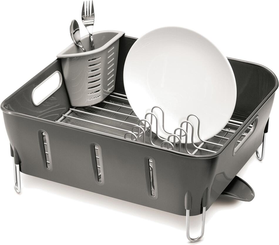 Odkapávač na nádobí Simplehuman – Compact, šedý plast KT1106