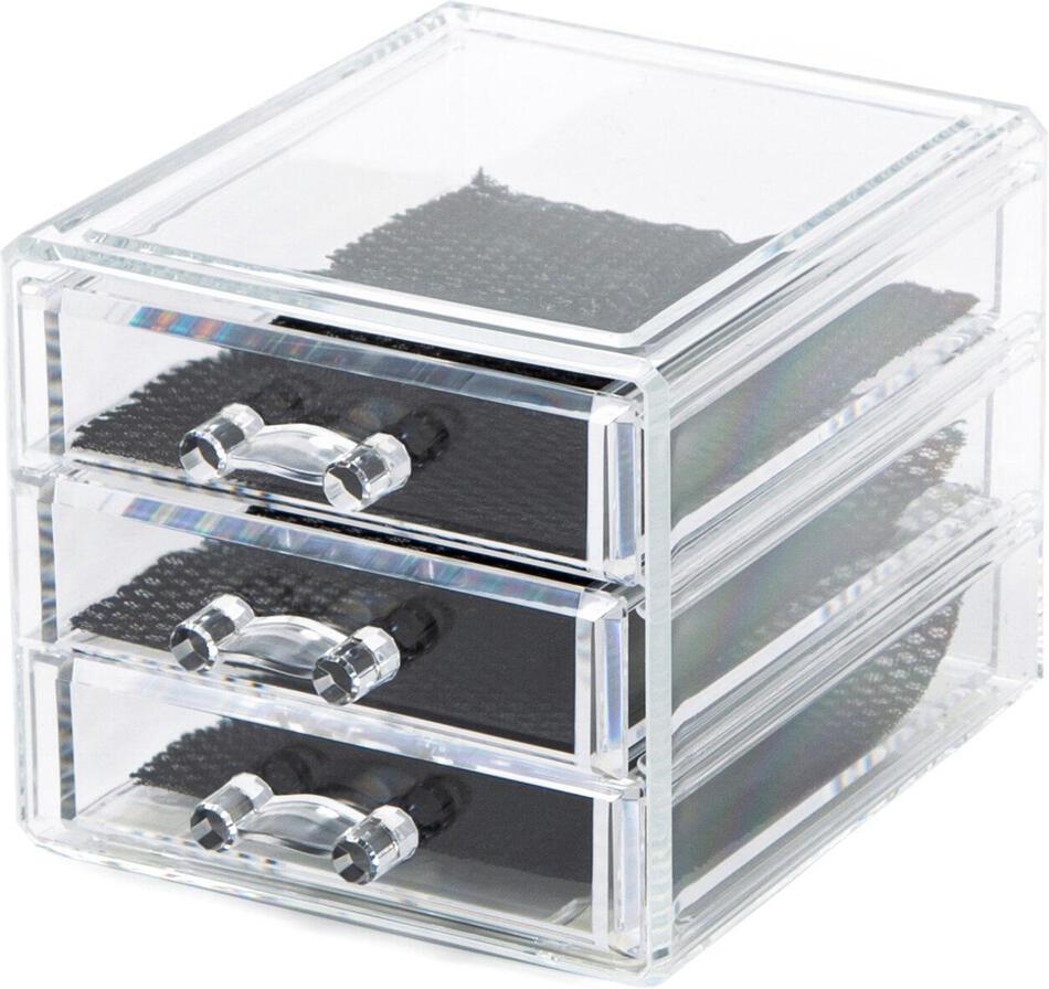 Malý organizér na šperky Compactor - 3 zásuvky, čirý plast