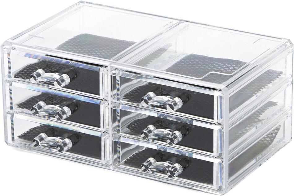 Organizér na šperky Compactor – 6 zásuvek, čirý plast