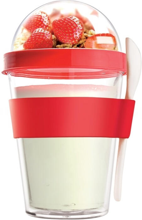ASOBU multifunkční svačinový kelímek YO2GO červený 360ml