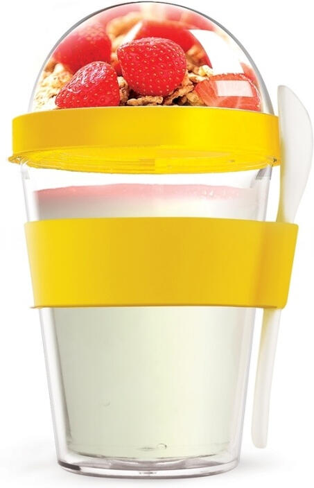 ASOBU multifunkční svačinový kelímek YO2GO žlutý 360ml