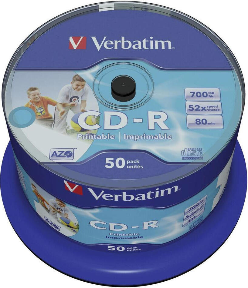 Disk Verbatim CD-R 700MB/80min, 52x, Printable, 50cake