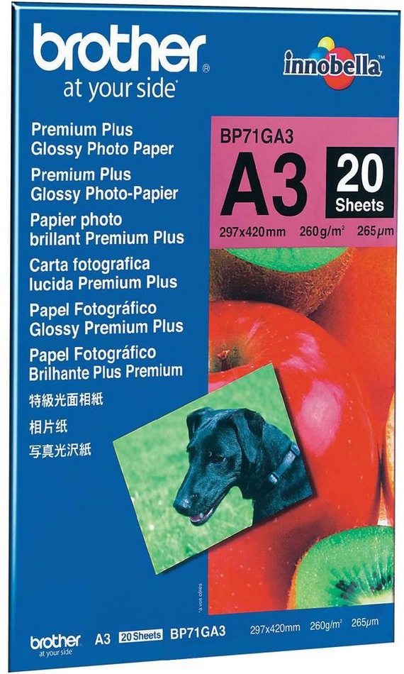 Brother fotopapír A3, premium glossy, 20 ks, 260g (BP71GA3)
