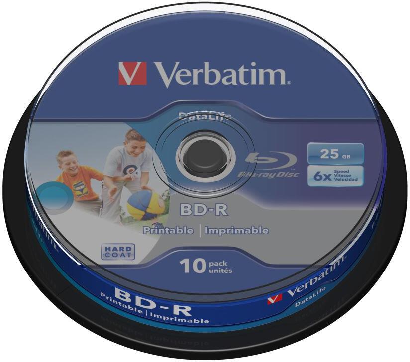 VERBATIM BD-R Blu-Ray 25GB/ 6x/ HTL WIDE printable/ 10pack/ spindle (43804)