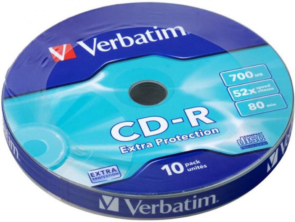VERBATIM CD-R80 700MB/ 52x/ WRAP EXTRA PROTECTION/ 10pack/ bulk box (43725)