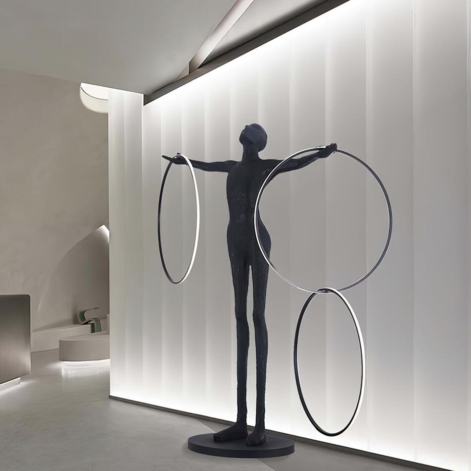Immax SILUETTE Ring 210 cm – socha stojací lampa, sklolaminát, černá,LED SMART 90W