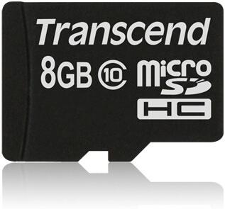 Transcend 8GB microSDHC (Class 10) paměťová karta (bez adaptéru) (TS8GUSDC10)