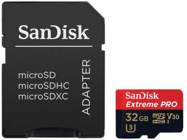 Paměťová karta SanDisk Extreme Pro microSDHC 32 GB + adaptér (SDSQXCG-032G-GN6MA)