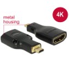 Delock Adaptér High Speed HDMI s Ethernetem – HDMI Micro-D samec > HDMI-A samice 4K černý (65664)