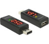 Delock adaptér USB 2.0 A samec > A samice s LED indikátory voltů a ampérů (65569)