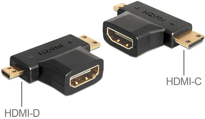 Delock adaptér HDMI-A samice > HDMI-C + HDMI-D samec (65446)