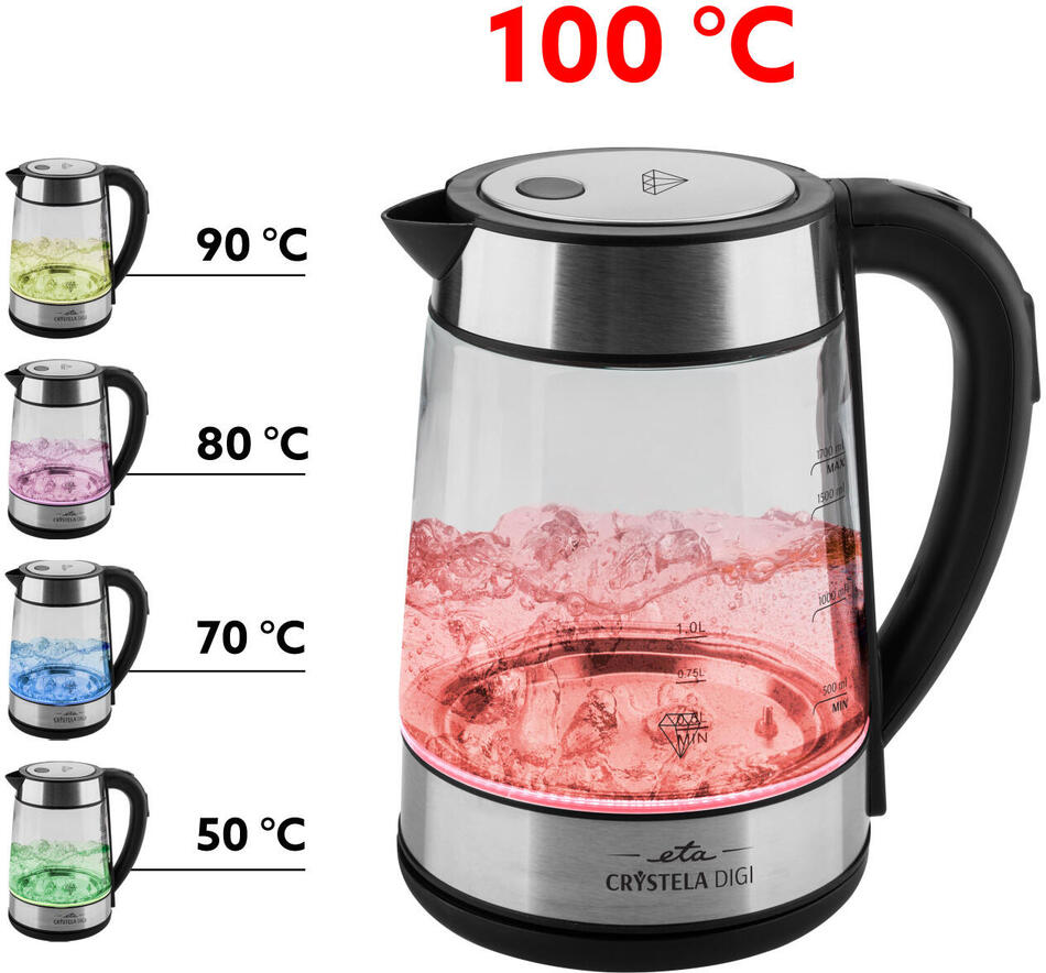 Rychlovarná konvice ETA Crystela Digi 7153 90000, černá/sklo