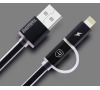 Datový kabel AURORA ,Micro USB / lightning, černý (AA-1143)