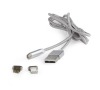 Kabel CABLEXPERT USB COMBO, MicroUSB + Lightning, magnetický, 1m, stříbrný (CC-USB2-AMLM3-1M)