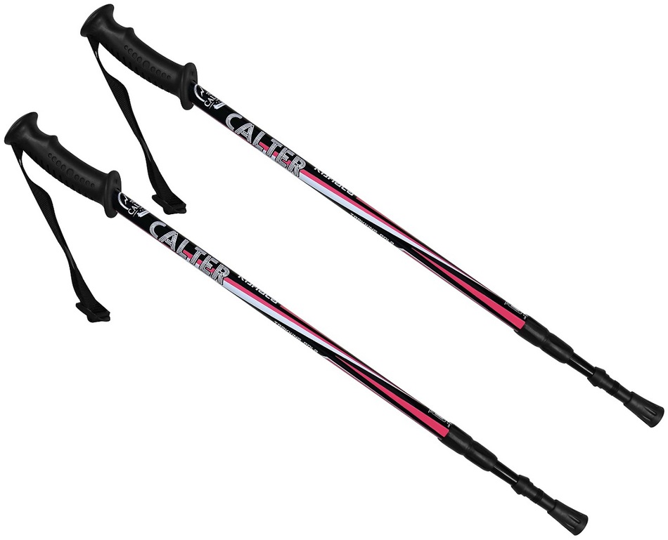 Trekingové hole CALTER® KOHALA, 3-dílné, pár, černo-růžové